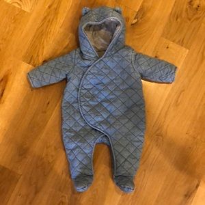 Baby quilted chambray bear ear one piece